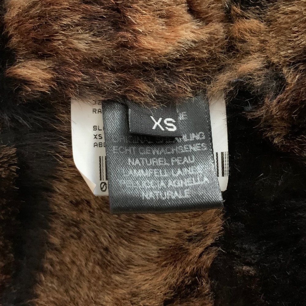 PASHA VENETO BLACK/ BROWN SHEARLING LEATHER FUR LINED TRIM COAT JACKET XS - Picture 6 of 8